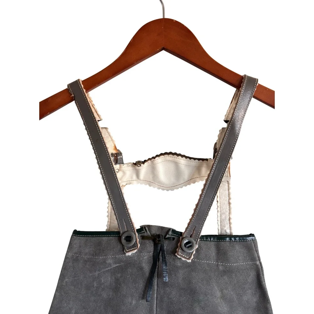 Kids Lederhosen German Style Suspender Shorts Gray‎ Leather Trim Oktoberfest